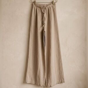 Relaxed Wide-Leg Women’s Linen-Blend Pants in Beige